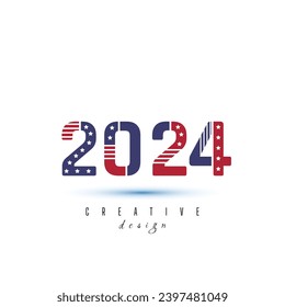 Happy New Year 2024, design! With colorful truncated number illustrations. Premium vector design for poster, banners, greetings, and the year 2024 celebration