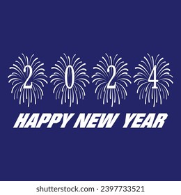 Happy new year 2024 design. With colorful truncated number illustrations. Premium vector design for poster, banner, greeting and new year 2024 celebration.