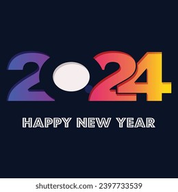 Happy new year 2024 design. With colorful truncated number illustrations. Premium vector design for poster, banner, greeting and new year 2024 celebration.