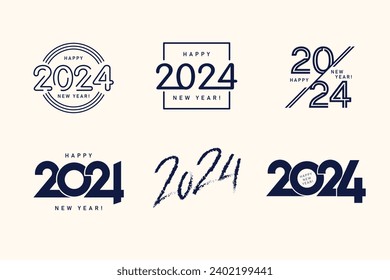 Happy new year 2024 design. With colorful truncated number illustrations. Premium vector design for poster, banner, greeting and new year 2024 celebration 1