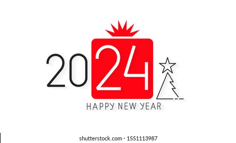 Happy New Year 2024 Design.Vector Illustration Brochure Design Template, Card, Banner. Vector Illustration. Isolated On White Background.
