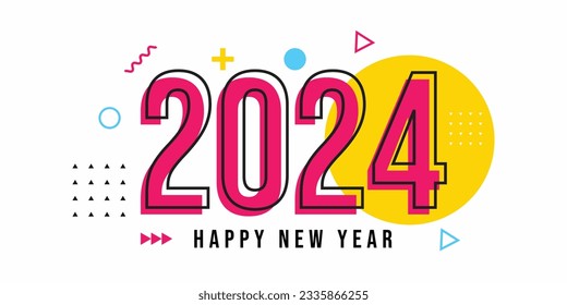 Happy new year 2024 design.vector design for poster, banner, greeting and new year 2024 celebration.