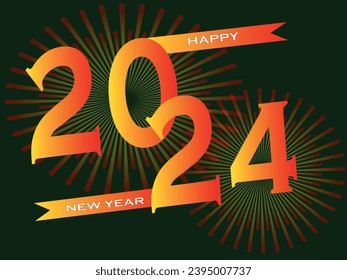 Happy new year 2024 design.Vector poster and cover design for happy new year 2024 celebration. Vector with gradient multi colors.
