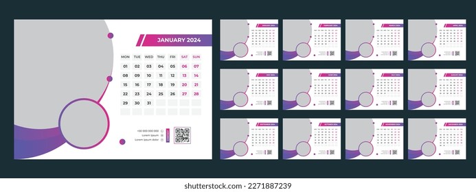 happy new year 2024 Desk Calendar Template 