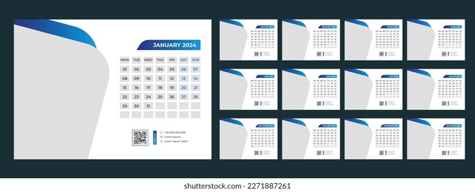 happy new year 2024 Desk Calendar Template 