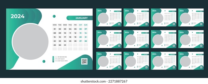 happy new year 2024 Desk Calendar Template 