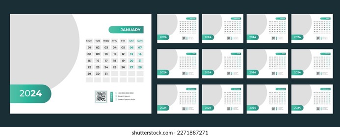 happy new year 2024 Desk Calendar Template 