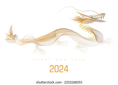 happy new year 2024. Dragon . year of dragon . Vector Illustration 2024. line dragon . 