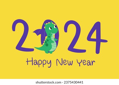 Happy new year 2024, year of dragon vector illustration