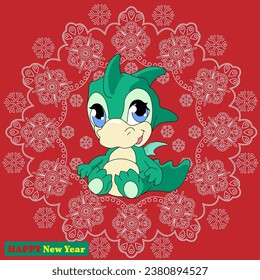 Happy new year 2024. Year of the Dragon.  Great for New year cards, banners, headers, party posters. 