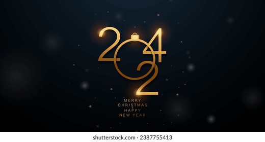 happy new year 2024 elegant font design Vector illustration