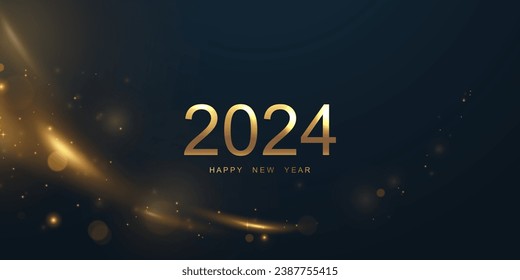 happy new year 2024 elegant font design Vector illustration