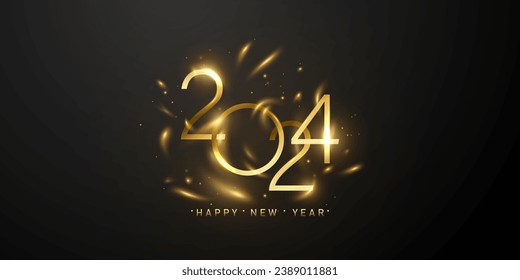 happy new year 2024 with elegant typography design template 2024 new year celebration ideas for greeting card banners and post templates.