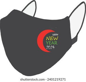 Happy New Year 2024 Face Mask Design