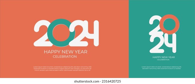 Happy New Year 2024. festive realistic decoration. Celebrate 2024 party on a colorful background