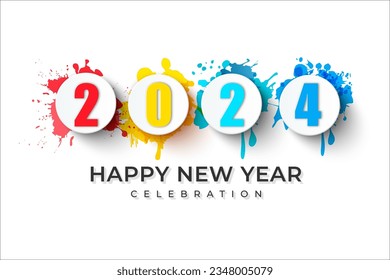 Happy New Year 2024. festive realistic decoration. Celebrate 2024 party
