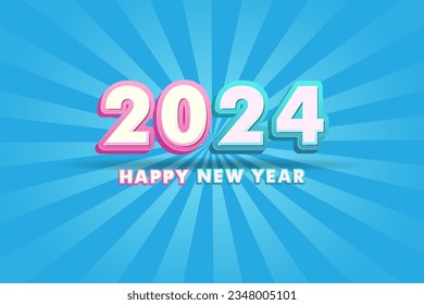 Happy New Year 2024. festive realistic decoration. Celebrate 2024 party