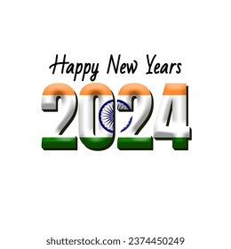 happy new year 2024 with flag India