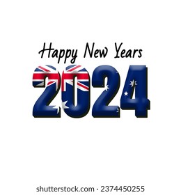happy new year 2024 with flag Australia