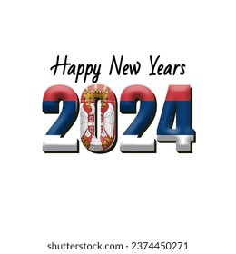 happy new year 2024 with flag Serbia