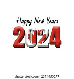 happy new year 2024 with flag Canada