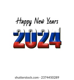 happy new year 2024 with flag Russia