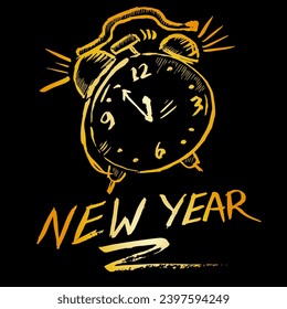 Happy new Year 2024, font, chalk drawing