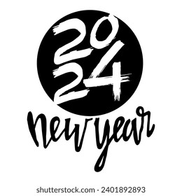 Happy new Year 2024, font, chalk drawing 