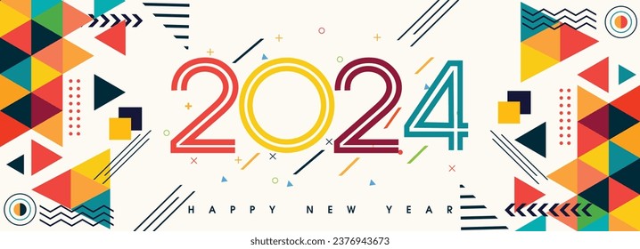 Happy New year 2024 geometric Background illustration  vector  