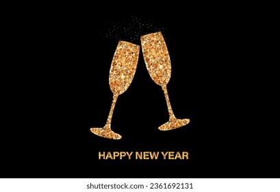 Happy New Year 2024 Glitter Scalable vector