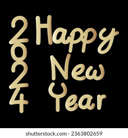 Happy new year 2024. Gold paper numbers on dark background. Holiday greeting card design.