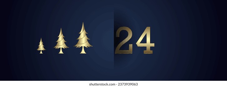 Happy New Year 2024, With gold ribbons, Greeting Card concept vector, illustion. New Year is Coming concept design