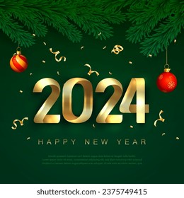 happy new year 2024 Golden numbers,greeting card