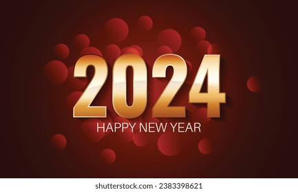happy new year 2024 golden typography banner design.
