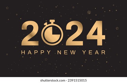 Happy New Year 2024. Golden 2024 numbers. Luxury style. Countdown Timer.Vector illustration.