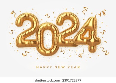 2024 happy new year white numbers confetti Vector Image