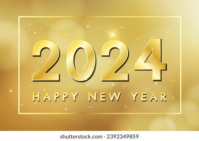 Happy New Year 2024. Golden 2024 numbers isolated on Golden background. Luxury style. Vector illustration.