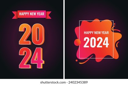 Happy new year 2024 gradient design. Vector design for posters, banners, greetings and celebrations of the new year 2024.