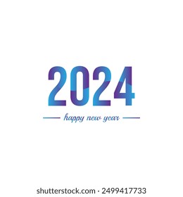 Happy New Year 2024 with gradient color. 2024 New Year text. New Year 2024 design for greeting card, invitation, calendar, vector and illustration.