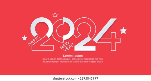 Happy new year 2024. 2024 new year greeting on red background