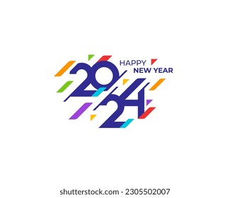 Happy New Year 2024 Greeting background banner logo illustration. Modern Colorful 2024 new year vector