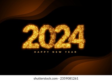 happy new year 2024 greeting card with golden sparkling effect vector