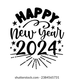 Happy New Year 2024 - greeting  for new year. Good for web banners, greeting card, calendar cover, poster.
