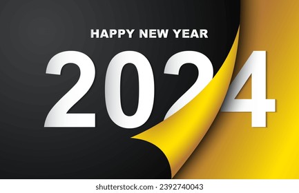 Happy New Year 2024 greeting card design template. Vector Illustration.