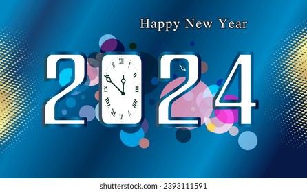 Happy New Year 2024, New Year Greeting template, 2024 free Vector