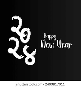 Happy New Year 2024 greeting concept hand drawn illustration creative design, card vector