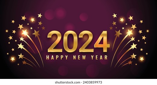 Happy New Year 2024 - New Year Greeting and wishing card Vector Design
