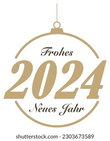 Feliz Año Nuevo 2024 vector de saludos en idioma alemán.
Resumen Navidad bauble en oro y negro. Fondo aislado.
Frohes Neues Jahr es feliz Año Nuevo en inglés.