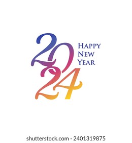 Happy New Year 2024 greetings symbol logo vector illustration isolated on a white background