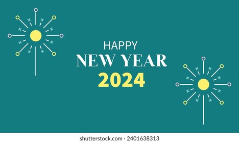 Happy New Year 2024 greetings for corporate business background with simple cracker stroke burst